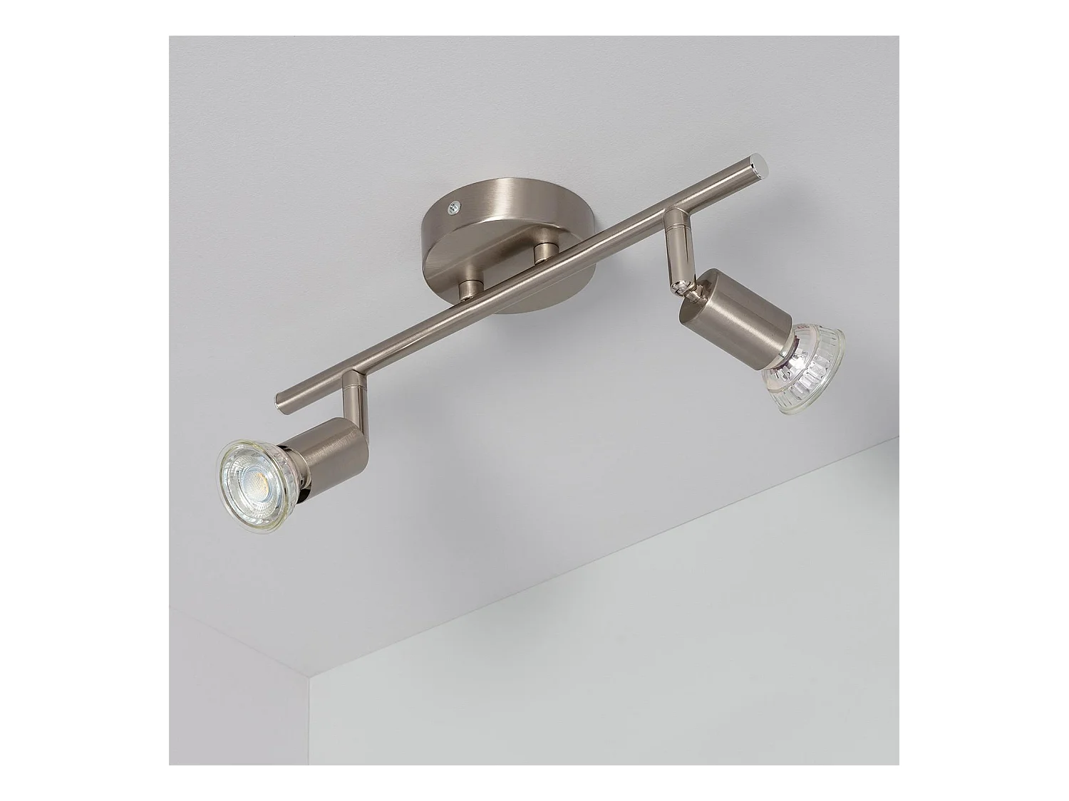 Lámpara de Techo Orientable Aluminio Oasis 2 Focos Plata Plateado