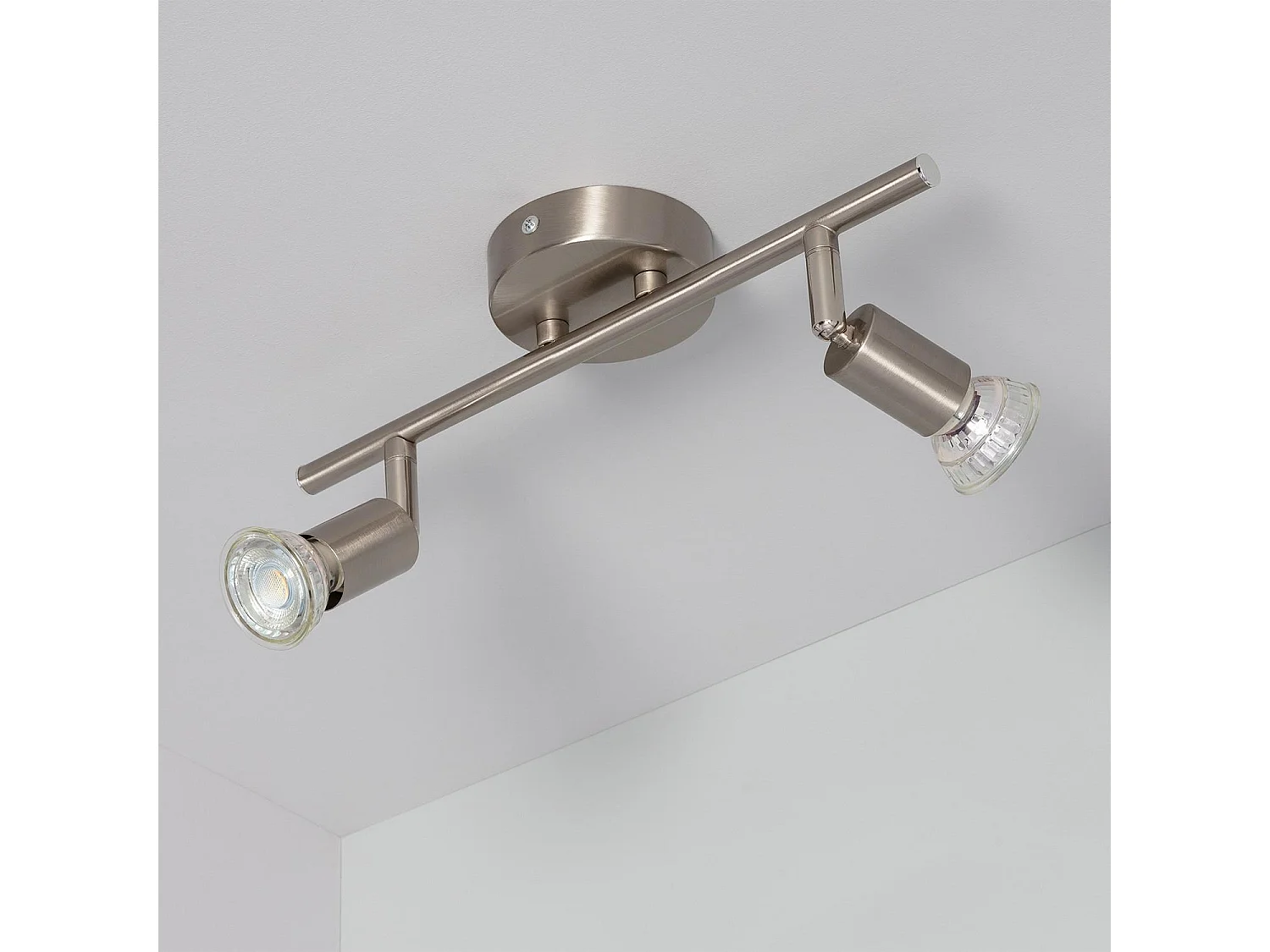 Plafonnier Orientable Aluminium Oasis 2 Spots Argenté Argent