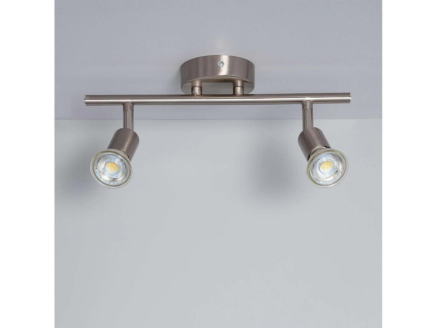 Plafonnier Orientable Aluminium Oasis 2 Spots Argenté Argent