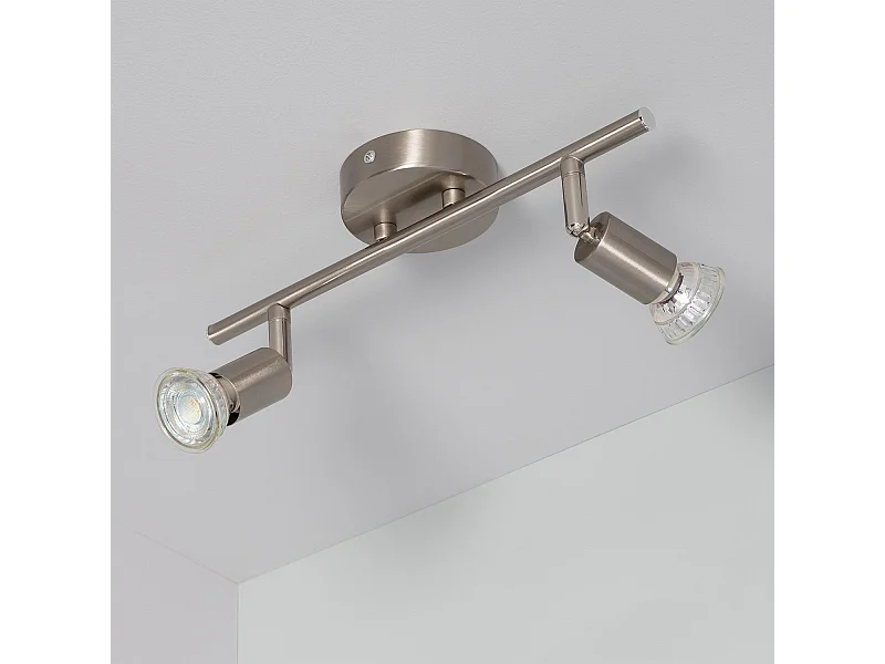 Plafonnier Orientable Aluminium Oasis 2 Spots Argenté Argent