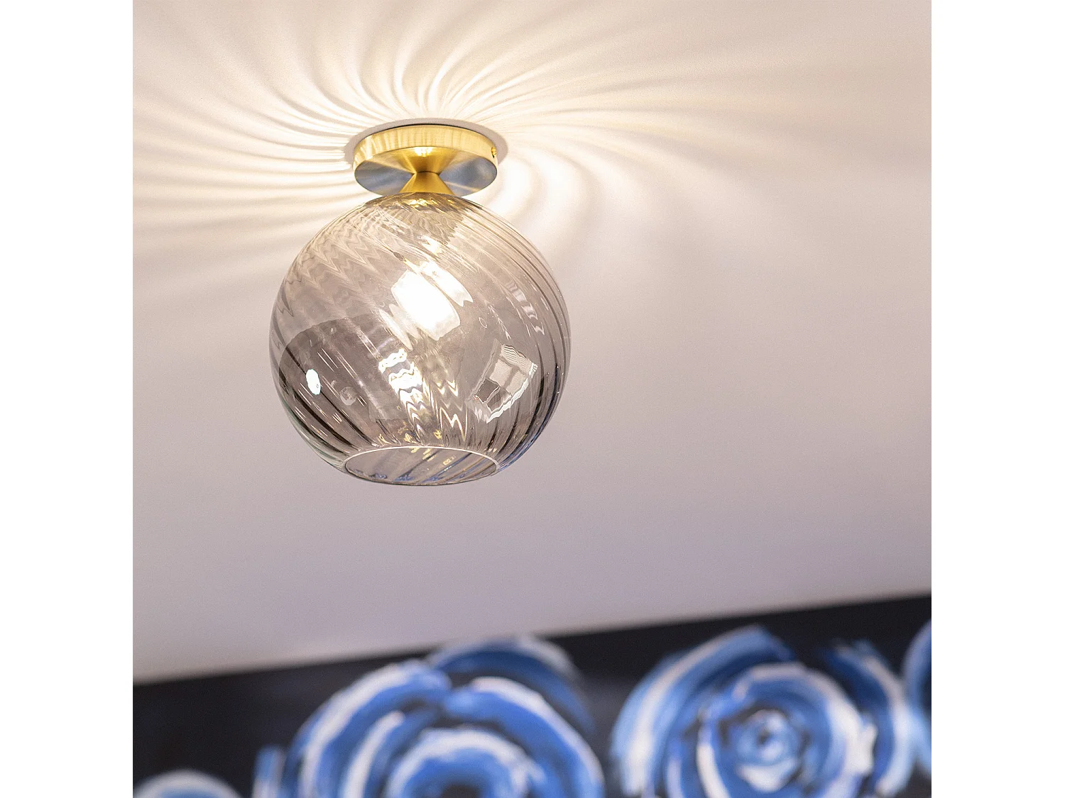 Plafonnier Verre Kikombe Gris Fumée