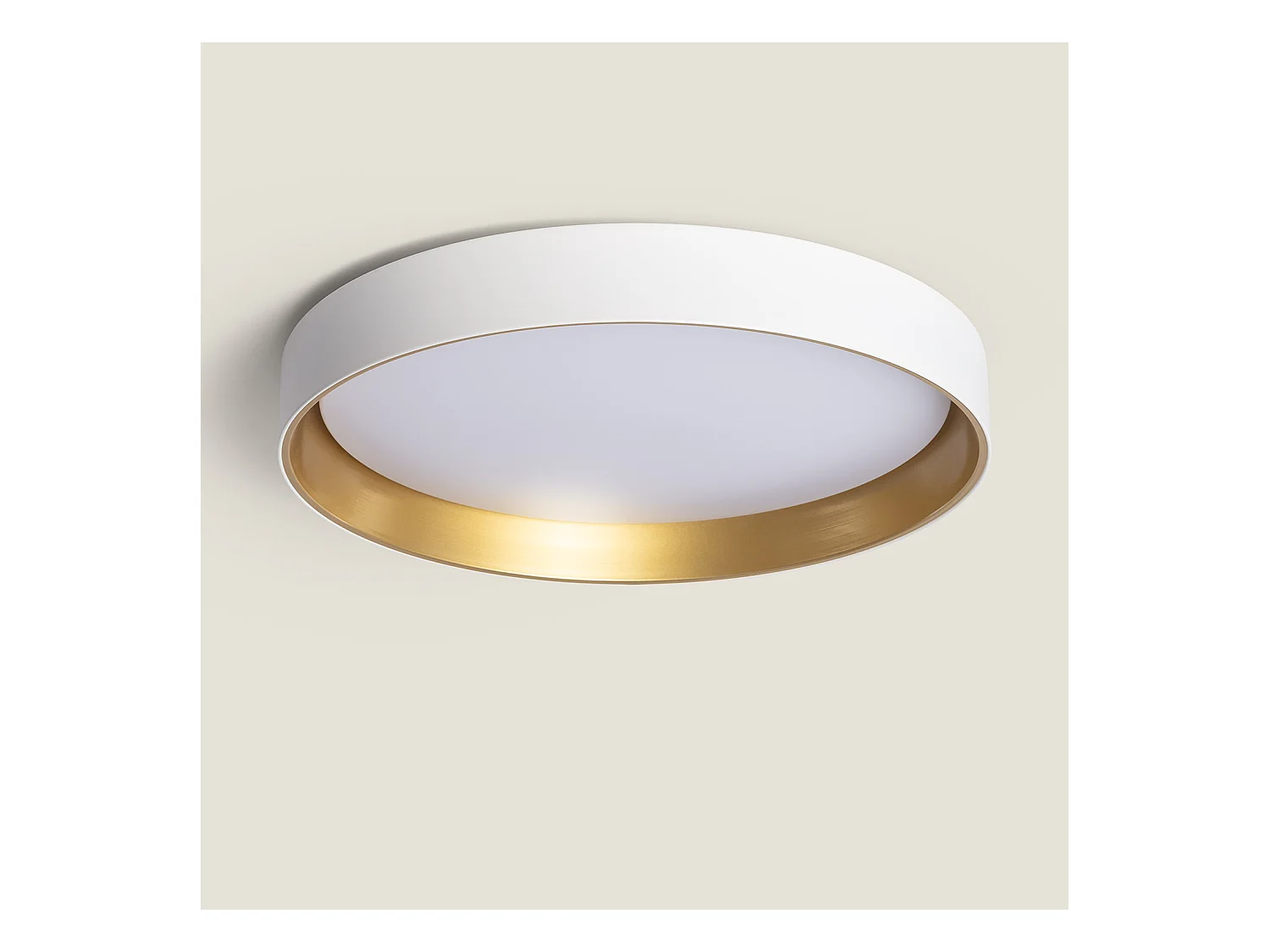 Plafonnier LED Rond Métal 30W CCT Sélectionnable Big Broadwey Ø550 mm Blanc / Or