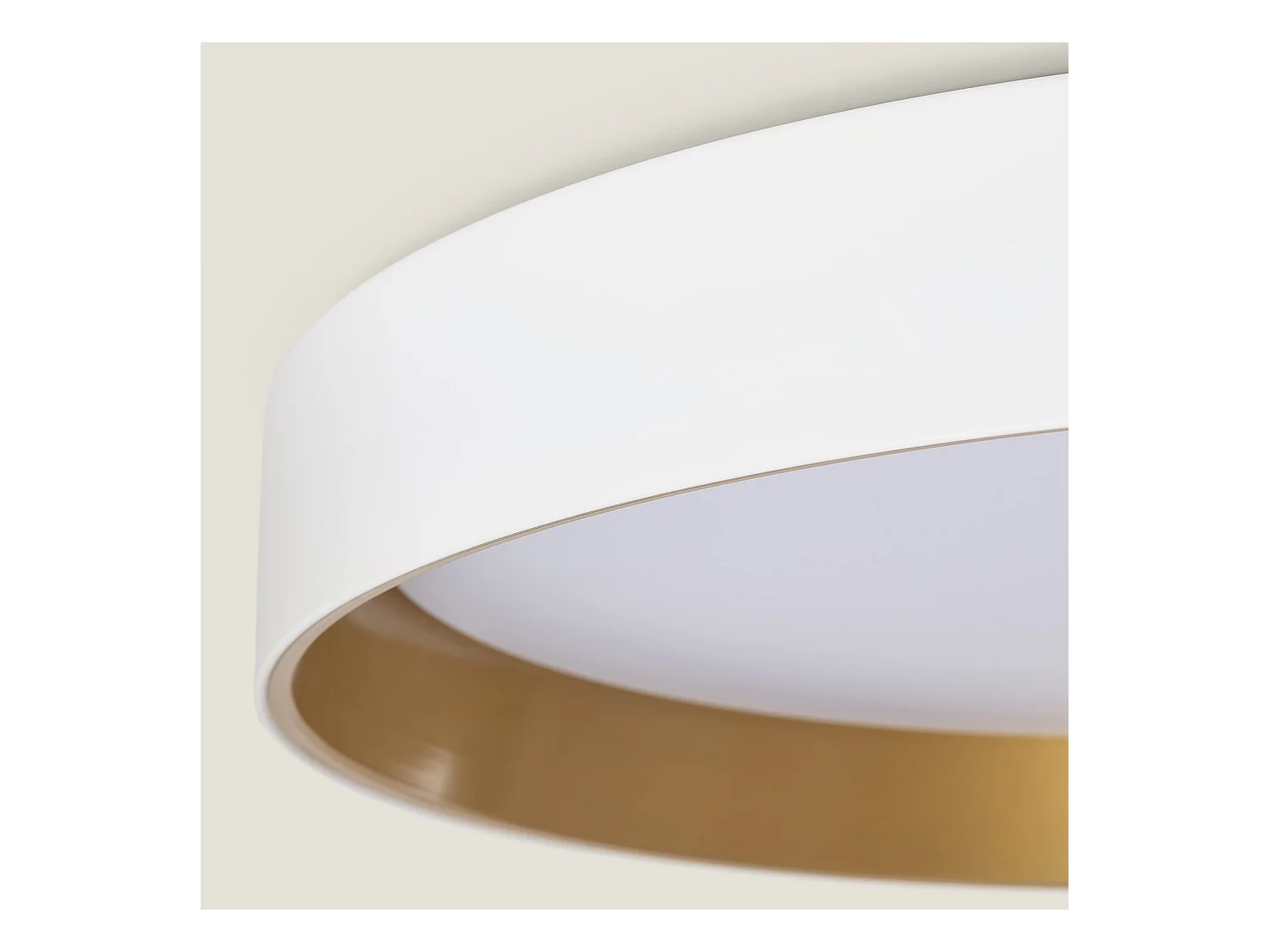 Plafonnier LED Rond Métal 30W CCT Sélectionnable Big Broadwey Ø550 mm Blanc / Or
