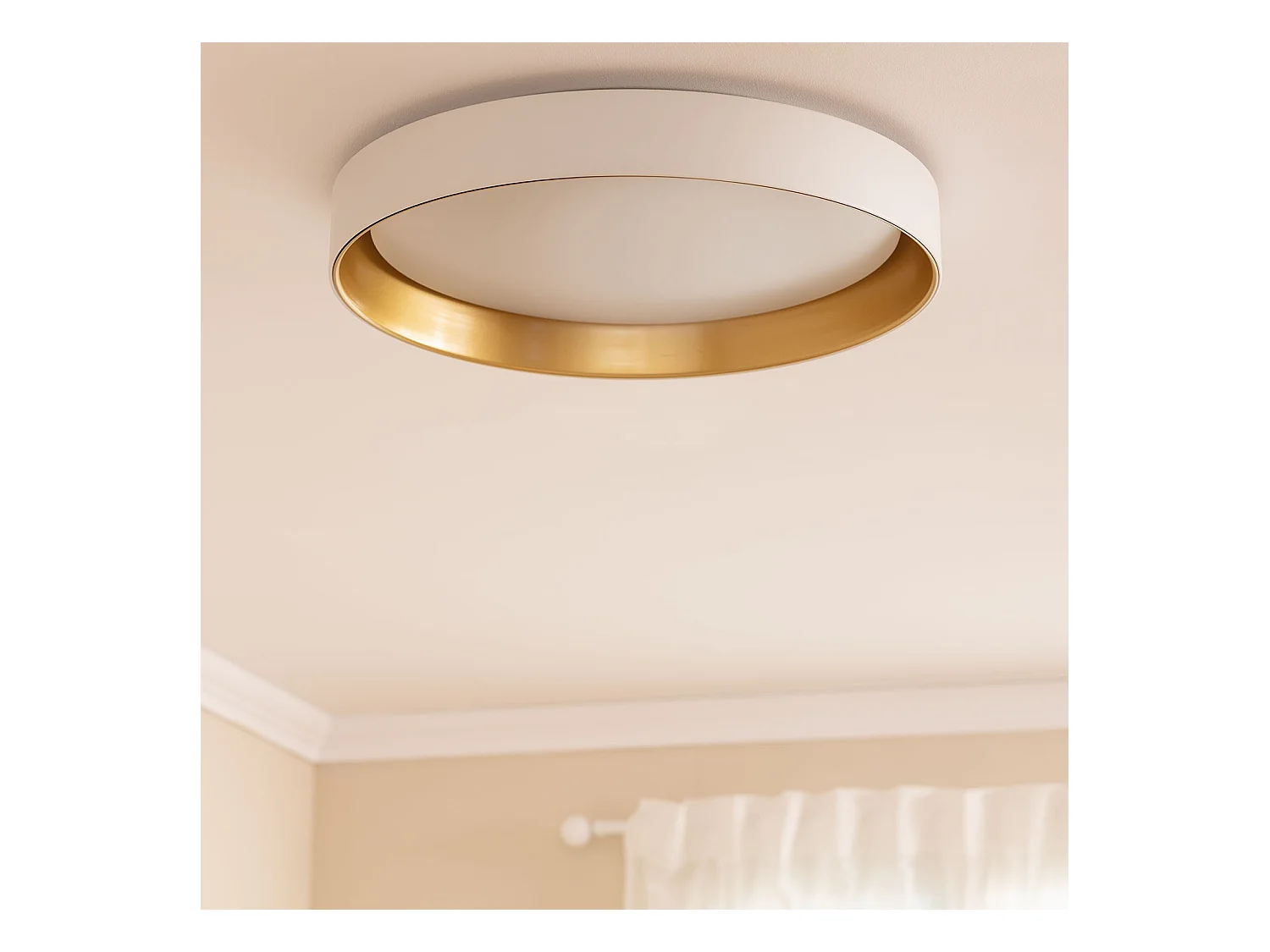 Plafonnier LED Rond Métal 30W CCT Sélectionnable Big Broadwey Ø550 mm Blanc / Or