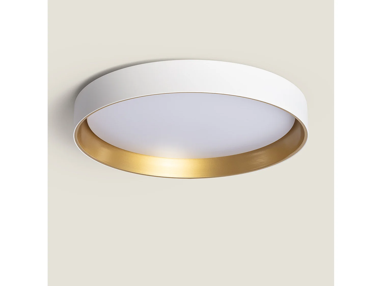 Plafonnier LED Rond Métal 30W CCT Sélectionnable Big Broadwey Ø550 mm Blanc / Or