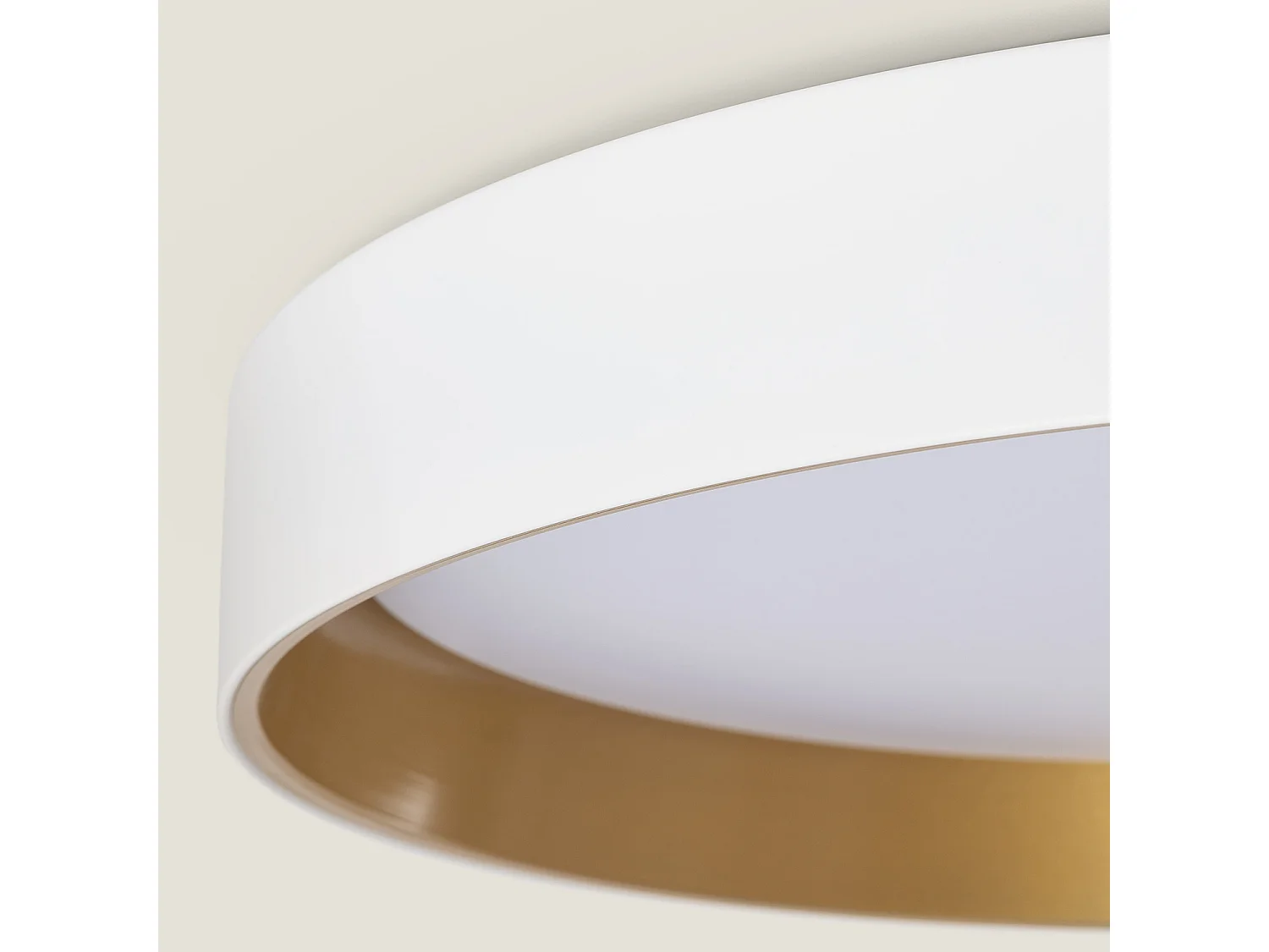 Plafonnier LED Rond Métal 30W CCT Sélectionnable Big Broadwey Ø550 mm Blanc / Or