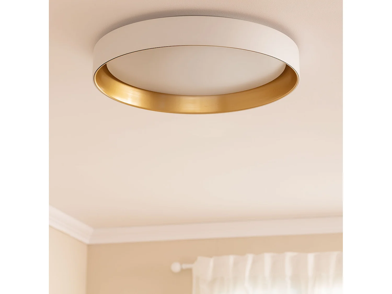 Plafonnier LED Rond Métal 30W CCT Sélectionnable Big Broadwey Ø550 mm Blanc / Or