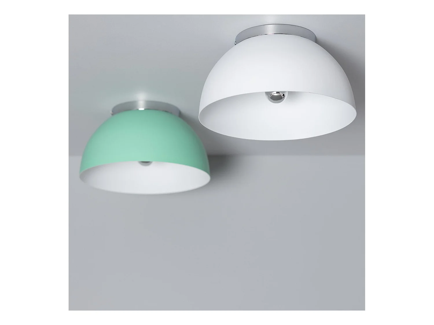 Plafonnier Rond Aluminium Ø305 mm Bosco Silver Vert Céladon