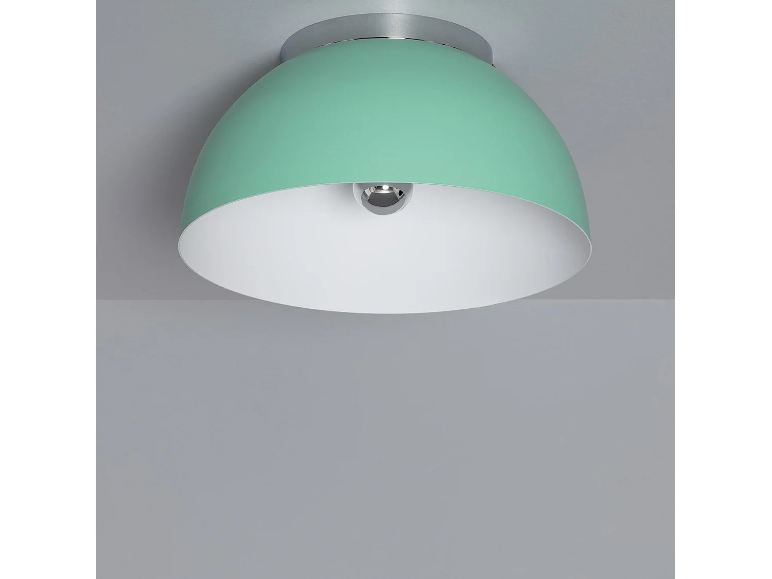 Plafonnier Rond Aluminium Ø305 mm Bosco Silver Vert Céladon