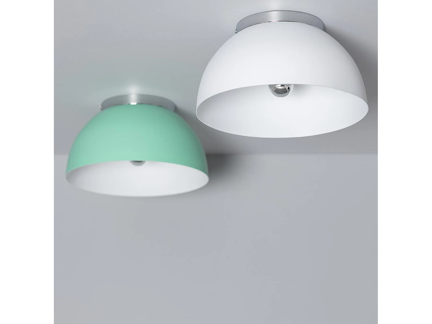 Plafonnier Rond Aluminium Ø305 mm Bosco Silver Vert Céladon