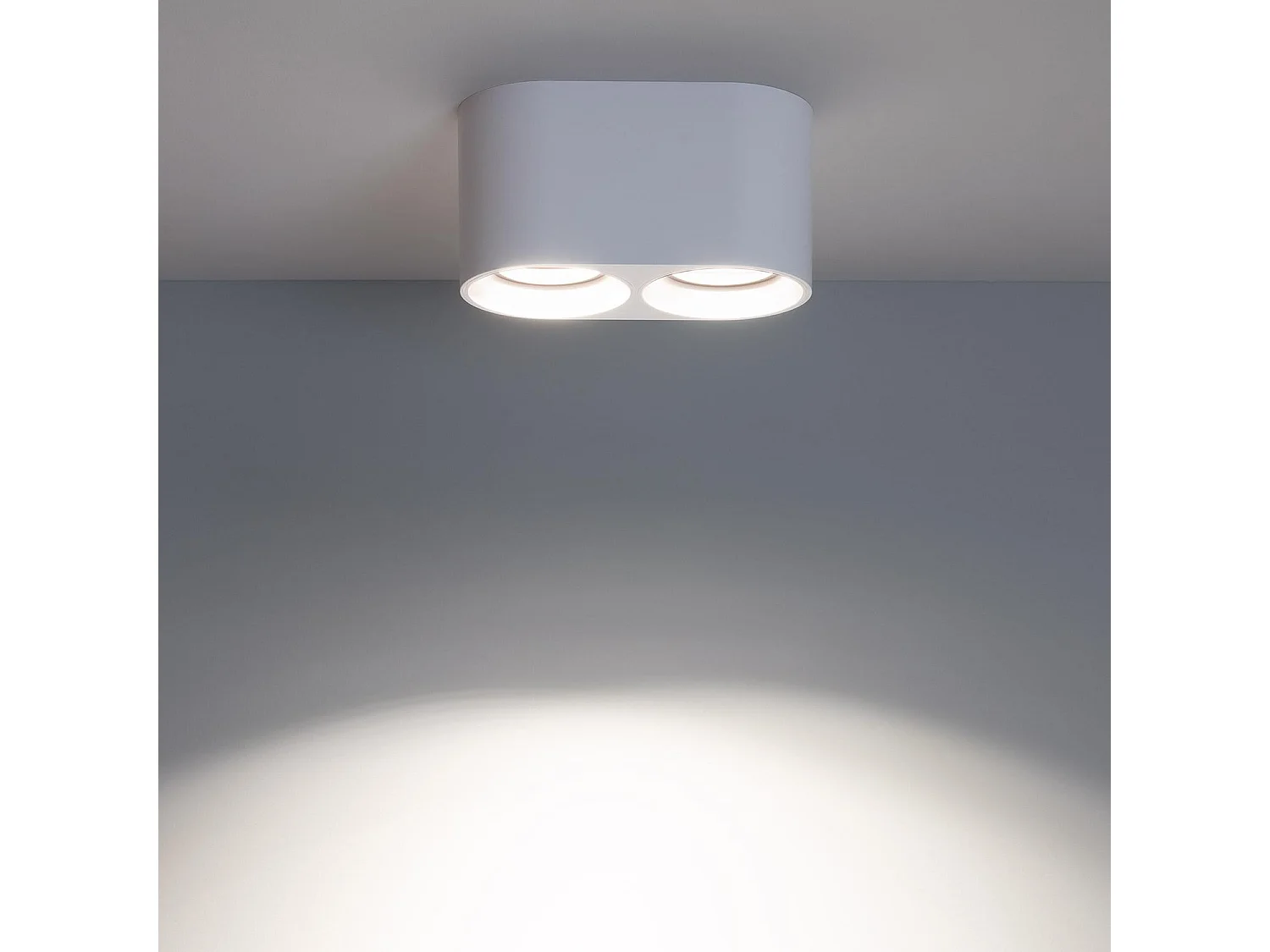 Aplique de Techo Doble Blanco con Bombilla GU10 Space 4000K Blanco Neutro