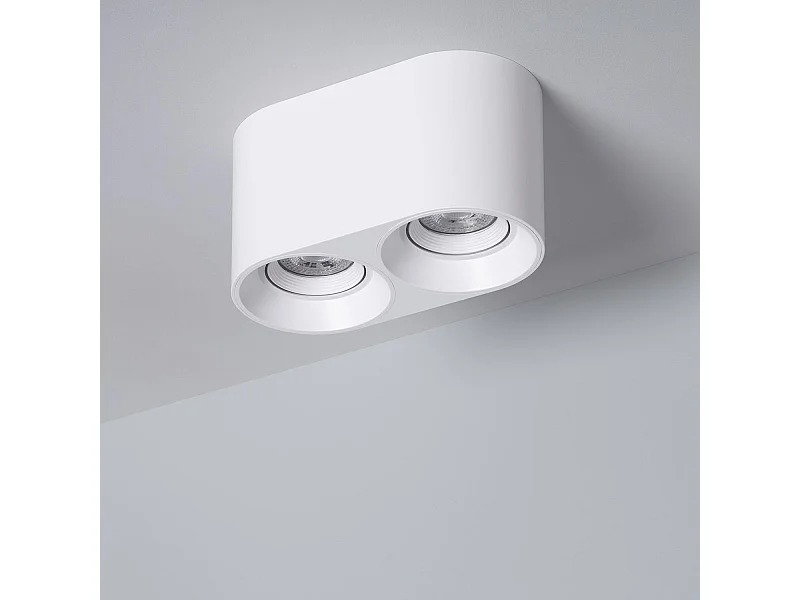 Plafonnier Space Double Blanc avec Ampoule GU10  4000K Blanc neutre