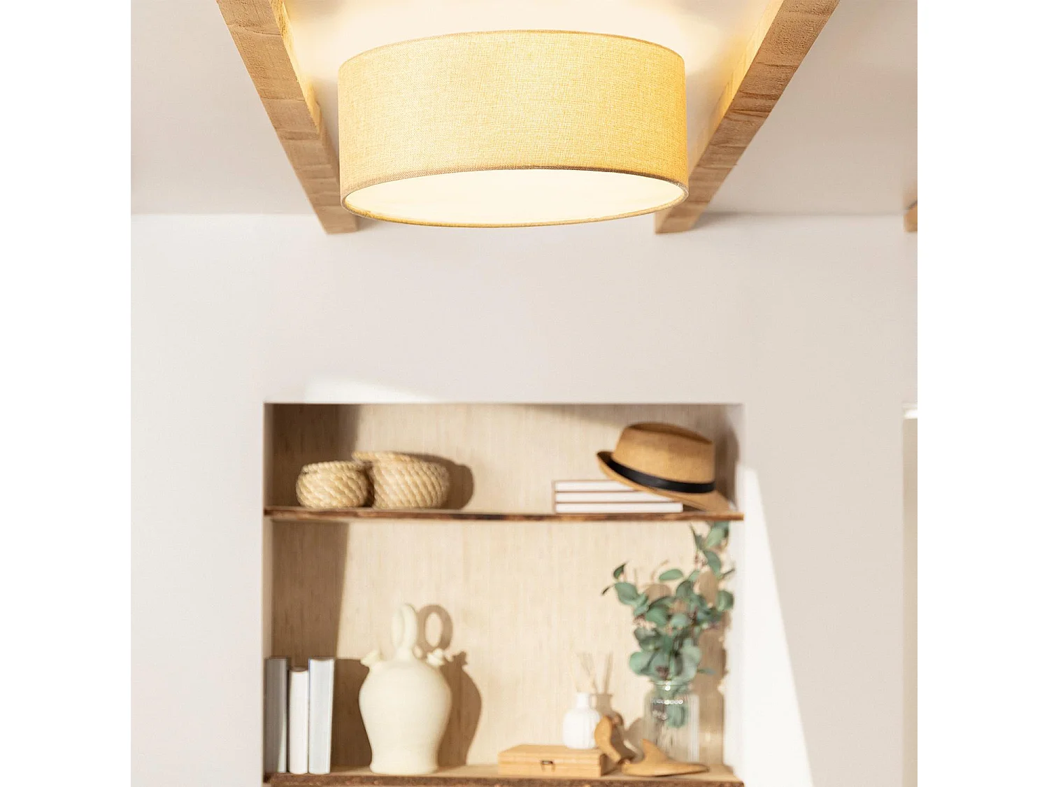 Plafonnier Rond Tissu Korsade Ø450 mm  Camel