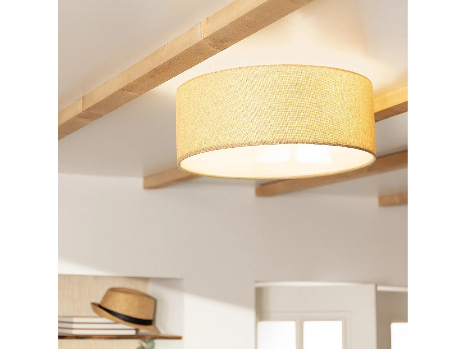 Plafonnier Rond Tissu Korsade Ø450 mm  Camel