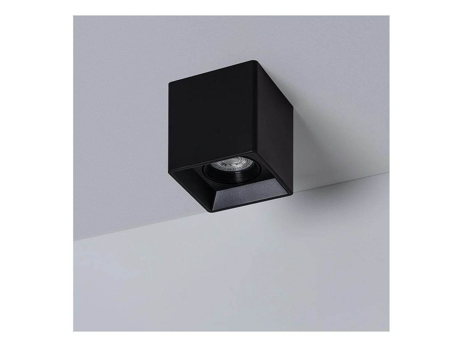 Plafonnier Space Carré Noir avec Ampoule GU10  4000K Blanc neutre