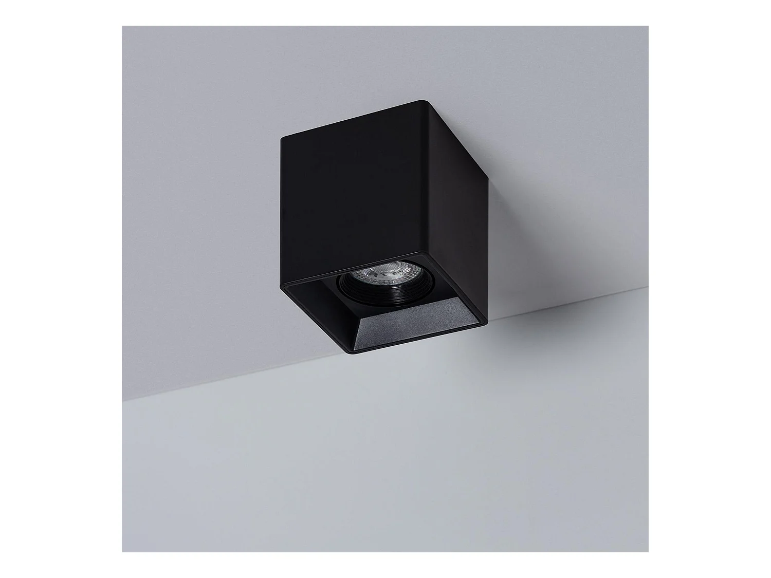 Plafonnier Space Carré Noir avec Ampoule GU10  4000K Blanc neutre