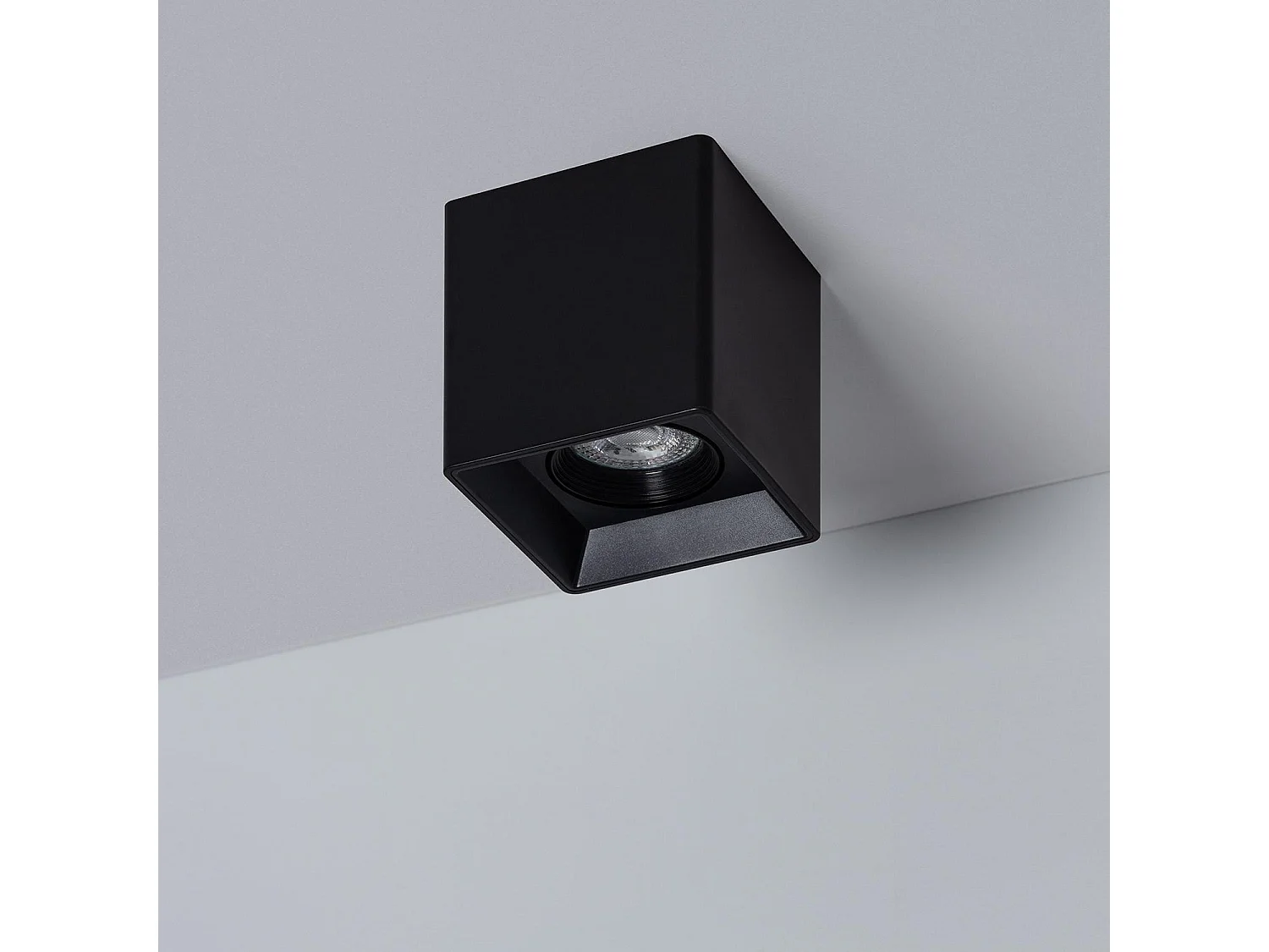 Applique da Soffitto Quadrata Nero con Lampadina GU10 Space 4000K Bianco Naturale