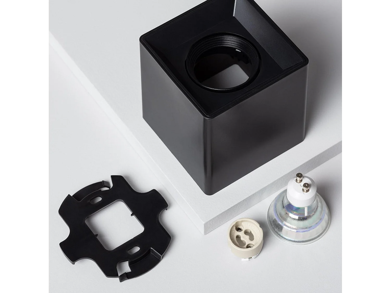 Applique da Soffitto Quadrata Nero con Lampadina GU10 Space 4000K Bianco Naturale