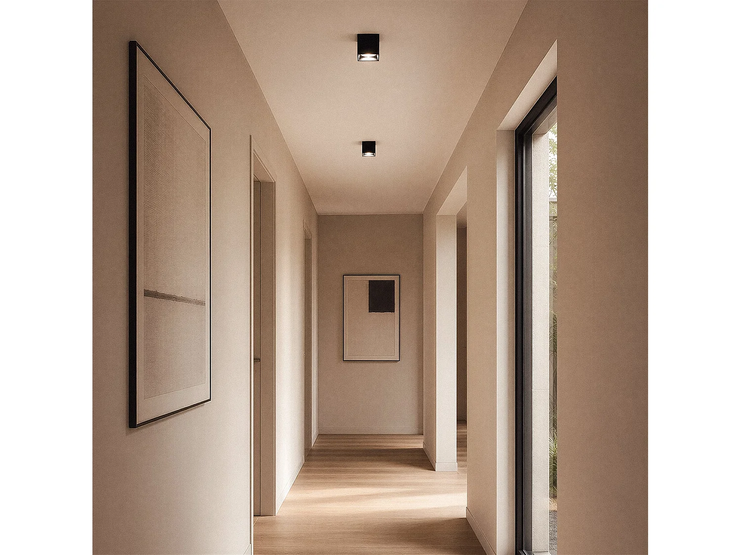 Applique da Soffitto Quadrata Nero con Lampadina GU10 Space 4000K Bianco Naturale