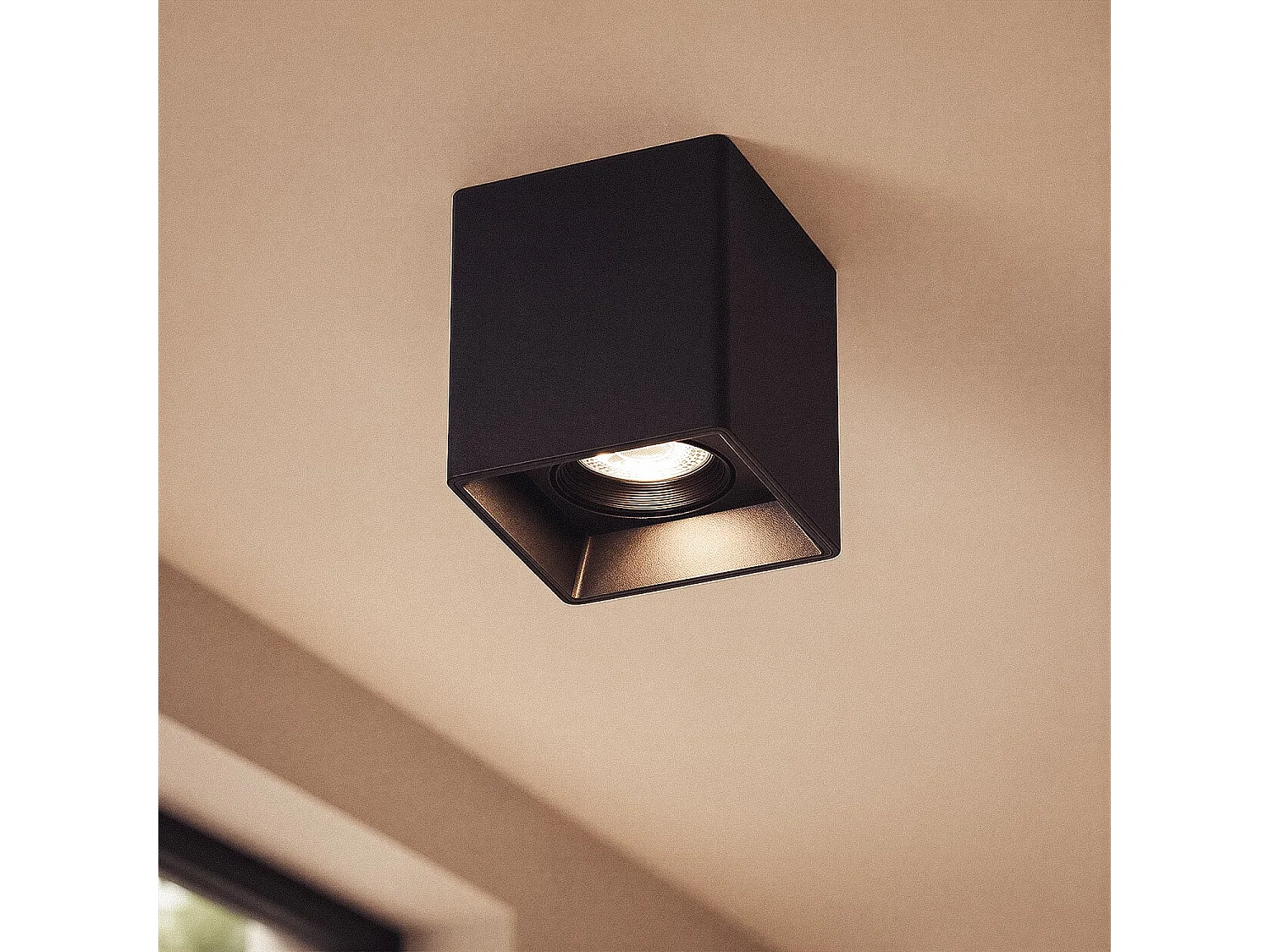 Applique da Soffitto Quadrata Nero con Lampadina GU10 Space 4000K Bianco Naturale