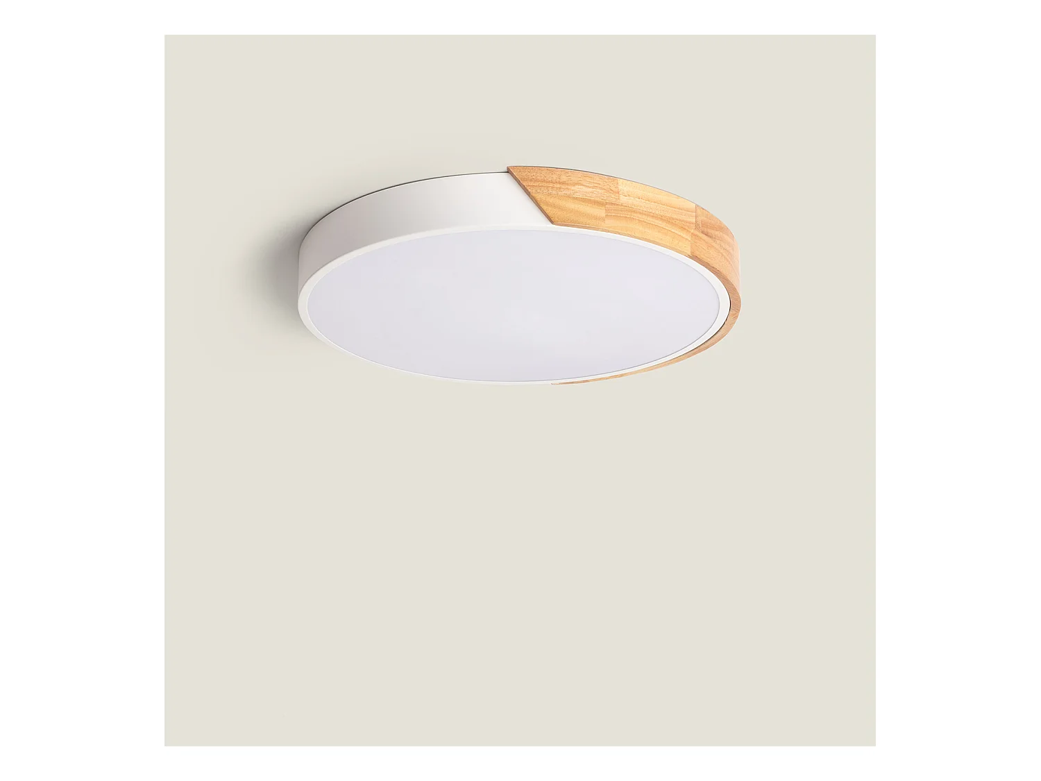Plafonnier LED Rond Bois 24W CCT Sélectionnable Semi-Dari Ø418 mm Blanc
