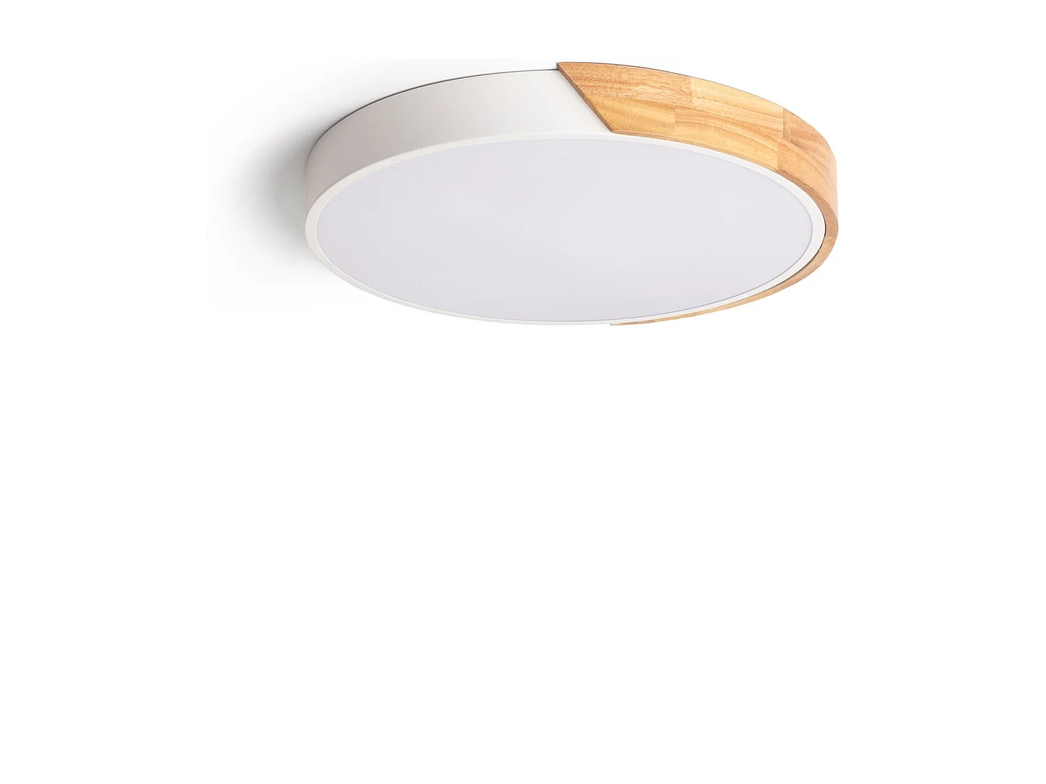 Plafoniera LED 24W Circolare Legno CCT Selezionabile Ø418 mm Semi-Dari Bianco