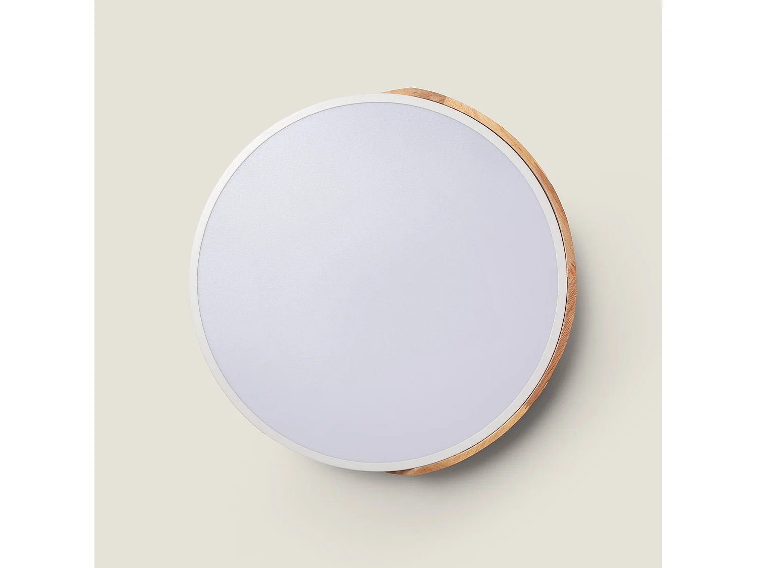 Plafoniera LED 24W Circolare Legno CCT Selezionabile Ø418 mm Semi-Dari Bianco