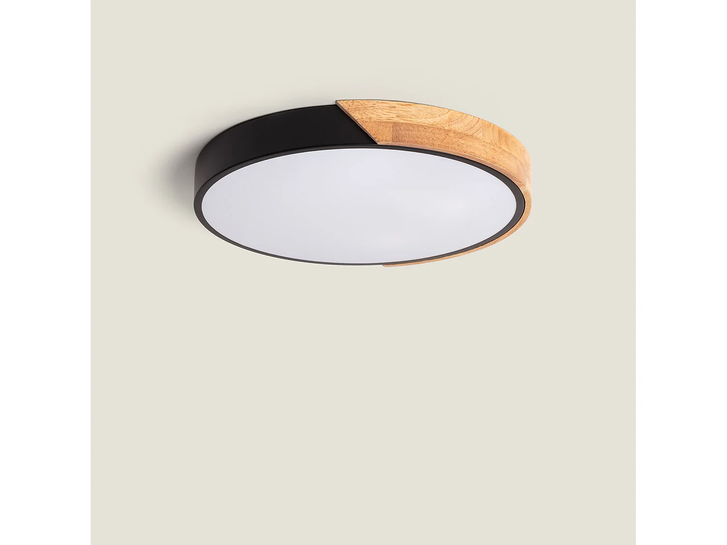 Plafonnier LED Rond Bois 24W CCT Sélectionnable Semi-Dari Ø418 mm Vert Céladon