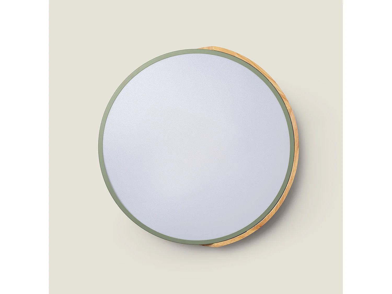 Plafón LED 24W Circular Madera y Aluminio Ø418 mm CCT Seleccionable Semi-Dari Verde Celadón