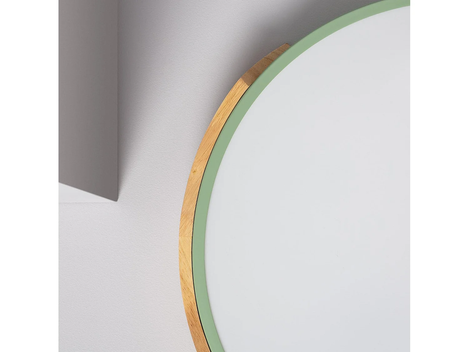 Plafón LED 24W Circular Madera y Aluminio Ø418 mm CCT Seleccionable Semi-Dari Verde Celadón