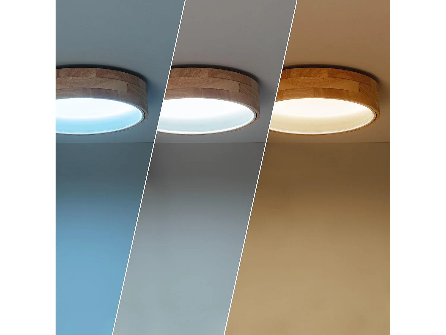 Plafoniera LED 15W Circolare Legno Ø370 mm CCT Selezionabile Dari Bianco