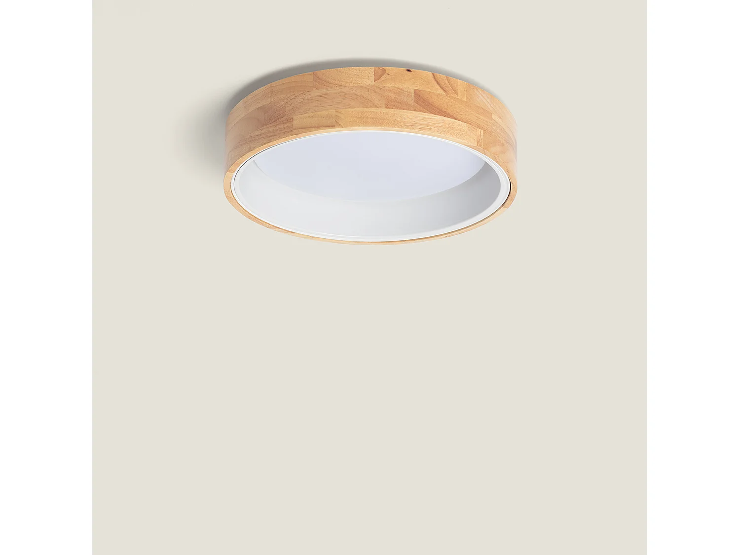 Plafoniera LED 15W Circolare Legno Ø370 mm CCT Selezionabile Dari Bianco