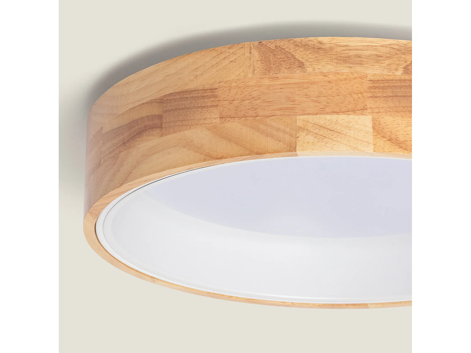 Plafoniera LED 15W Circolare Legno Ø370 mm CCT Selezionabile Dari Bianco