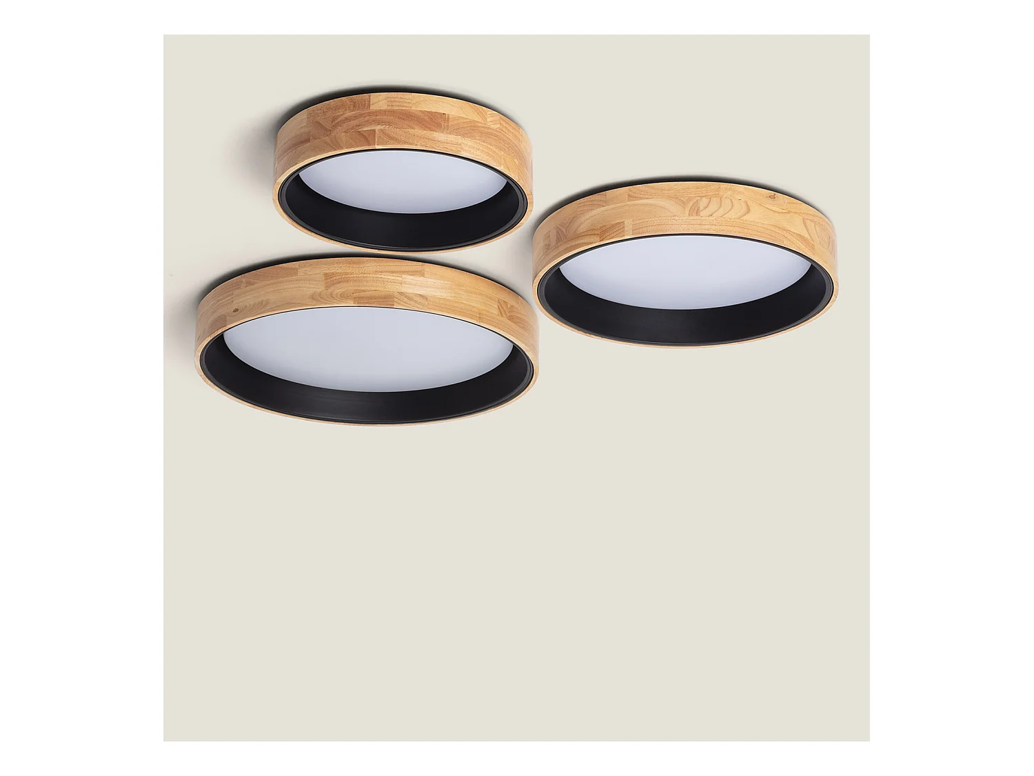 Plafonnier LED Rond Bois 15W CCT Sélectionnable Dari Ø370 mm Blanc