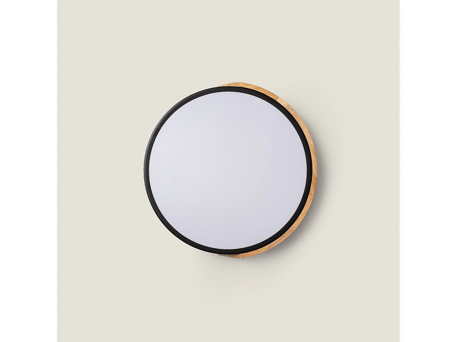 Plafonnier LED Rond Bois 18W CCT Sélectionnable Semi-Dari Ø320 mm Noir