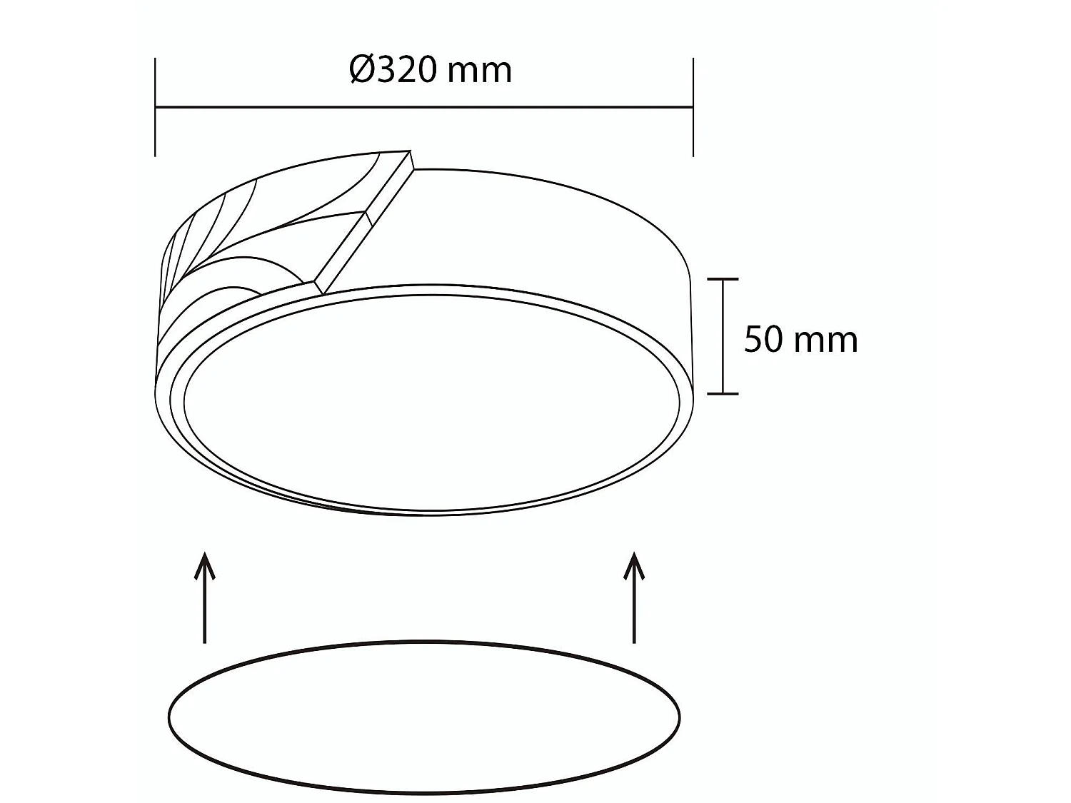 Plafonnier LED Rond Bois 18W CCT Sélectionnable Semi-Dari Ø320 mm Noir