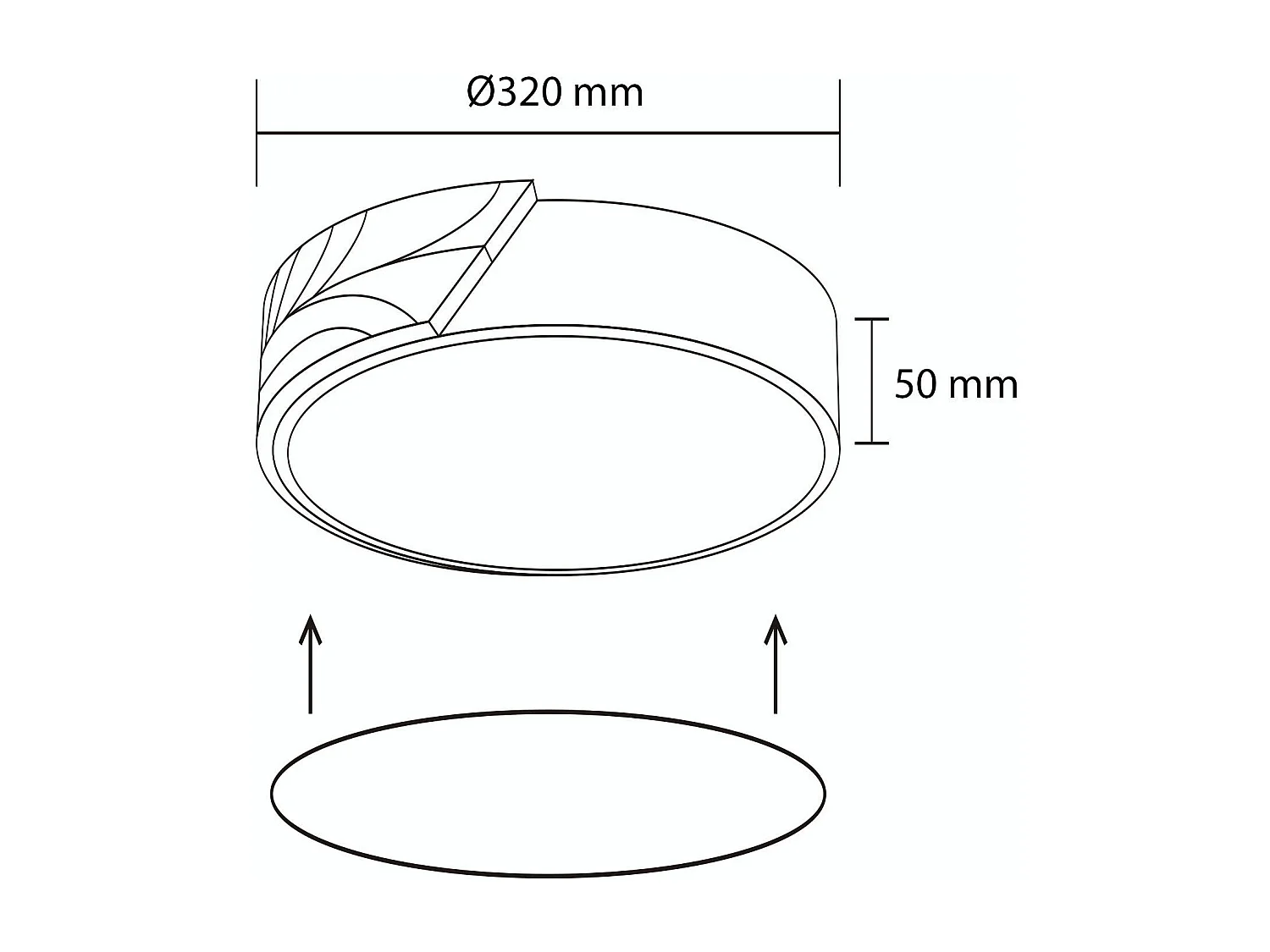 Plafonnier LED Rond Bois 18W CCT Sélectionnable Semi-Dari Ø320 mm Noir