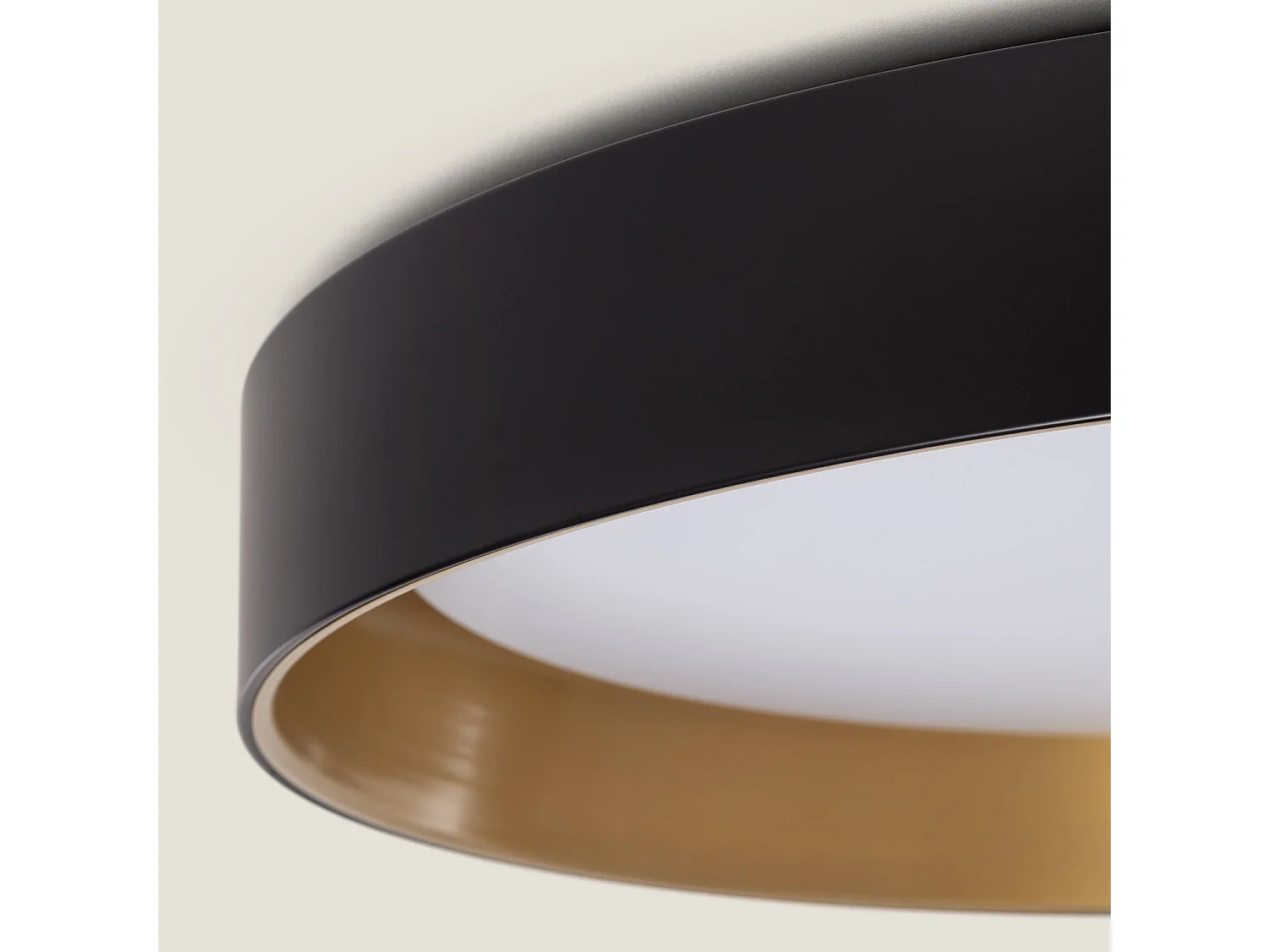 Plafoniera LED 30W Circolare Metallo Ø550 mm CCT Selezionabile Big Broadwey Nero / Oro