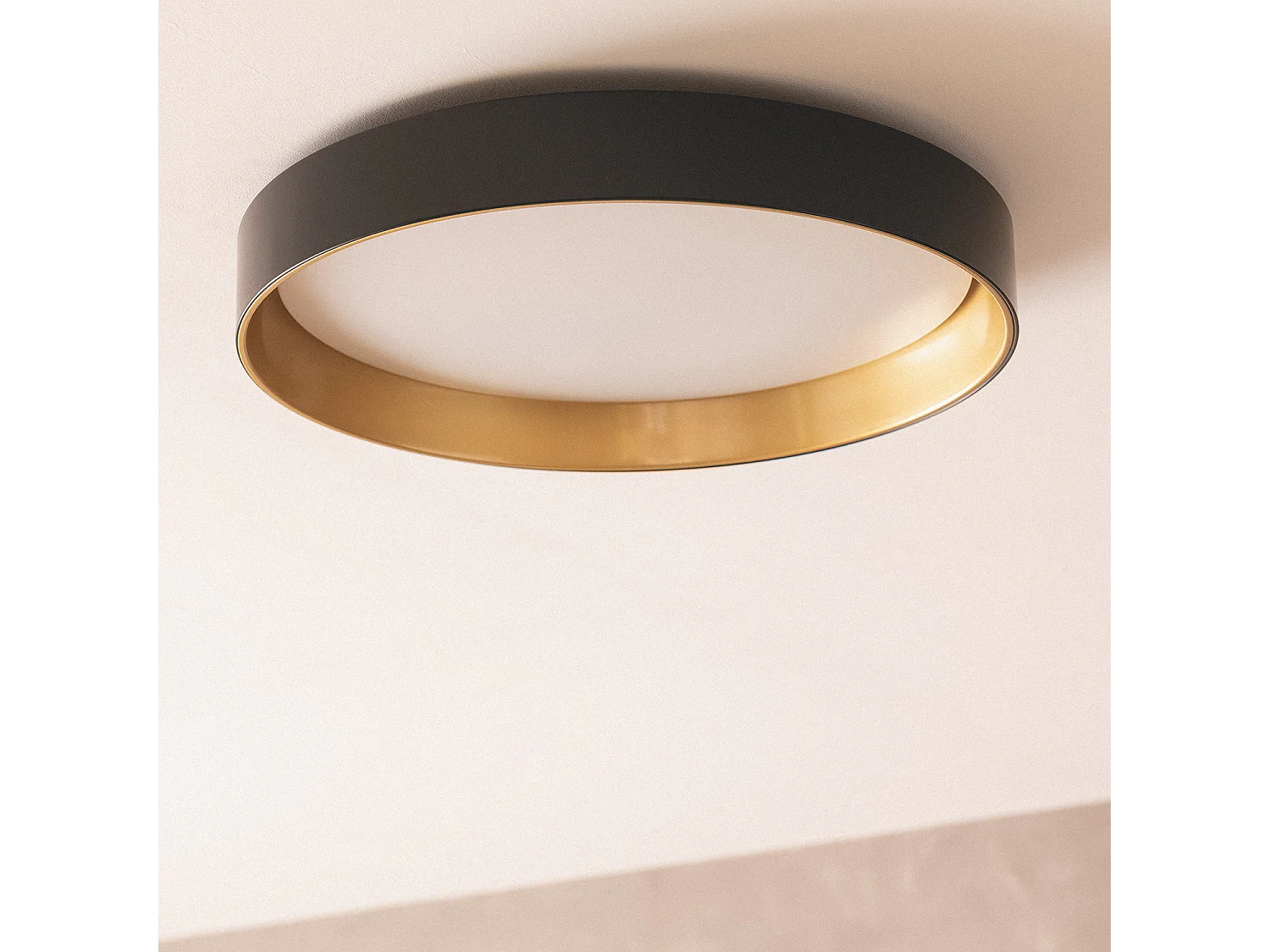 Plafonnier LED Rond Métal 30W CCT Sélectionnable Big Broadwey Ø550 mm Noir / Or