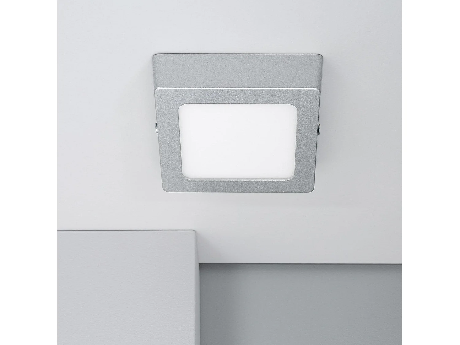 Plafoniera LED 6W Quadrato Alluminio 105x105 mm Slim CCT Selezionabile Galán SwitchDimm Grigio
