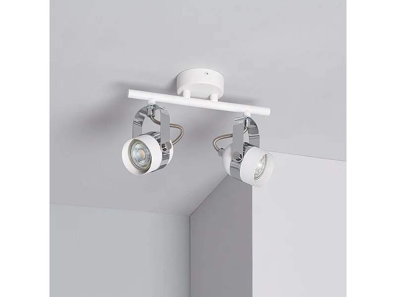 Lampada da Soffitto Orientabile in Alluminio 2 Faretti Sinner Bianco Bianco