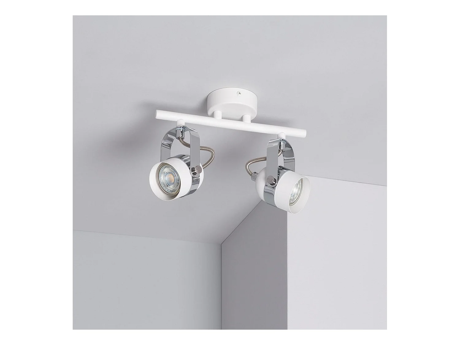 Lámpara de Techo Orientable Aluminio 2 Focos Blanco Sinner Blanco