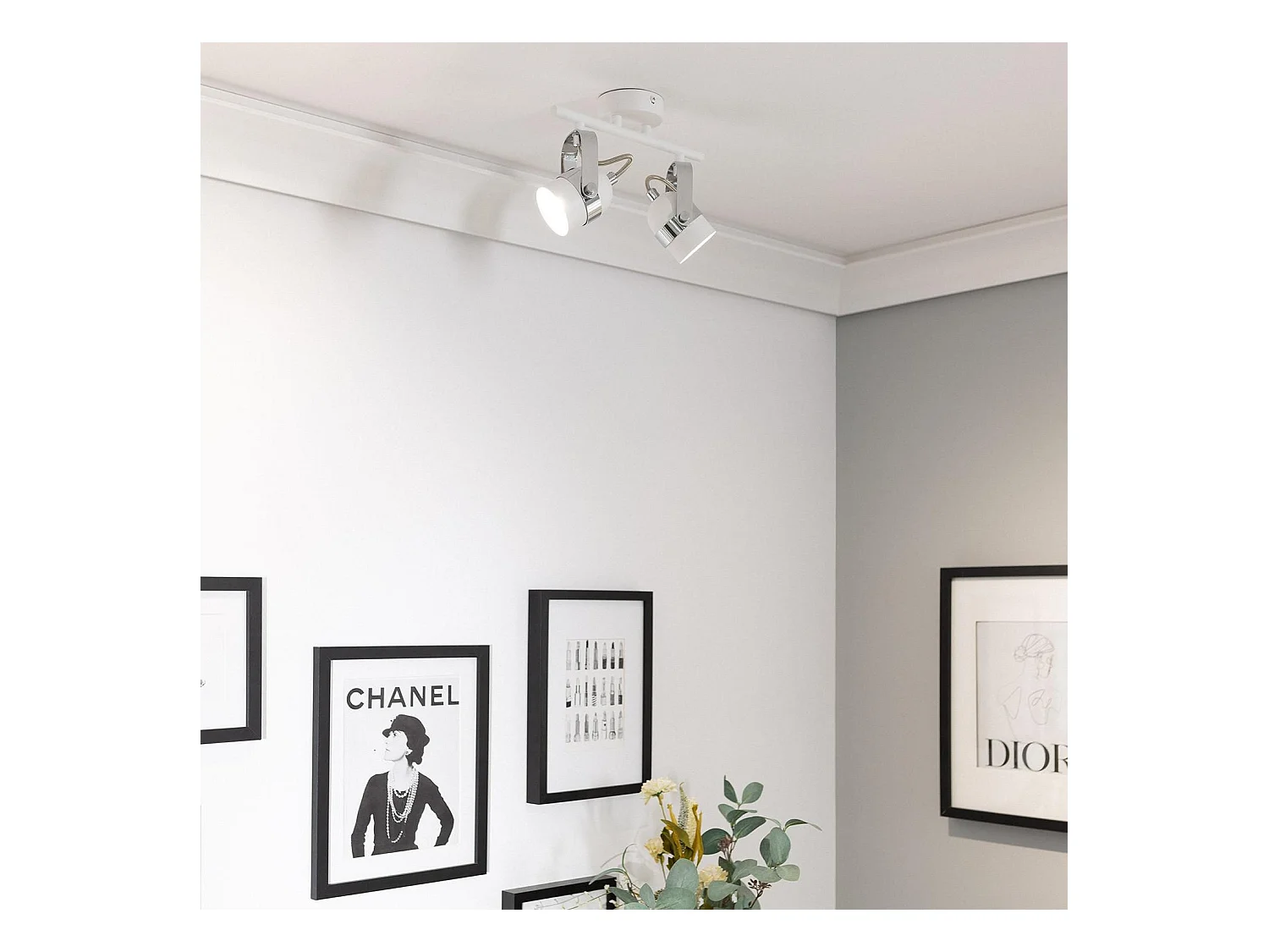 Lámpara de Techo Orientable Aluminio 2 Focos Blanco Sinner Blanco