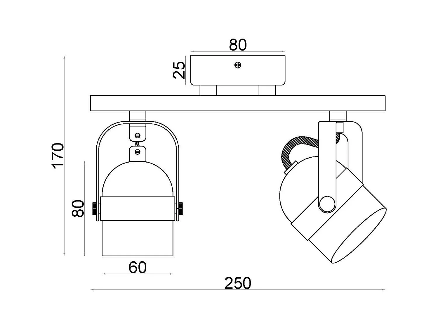 Lámpara de Techo Orientable Aluminio 2 Focos Blanco Sinner Blanco