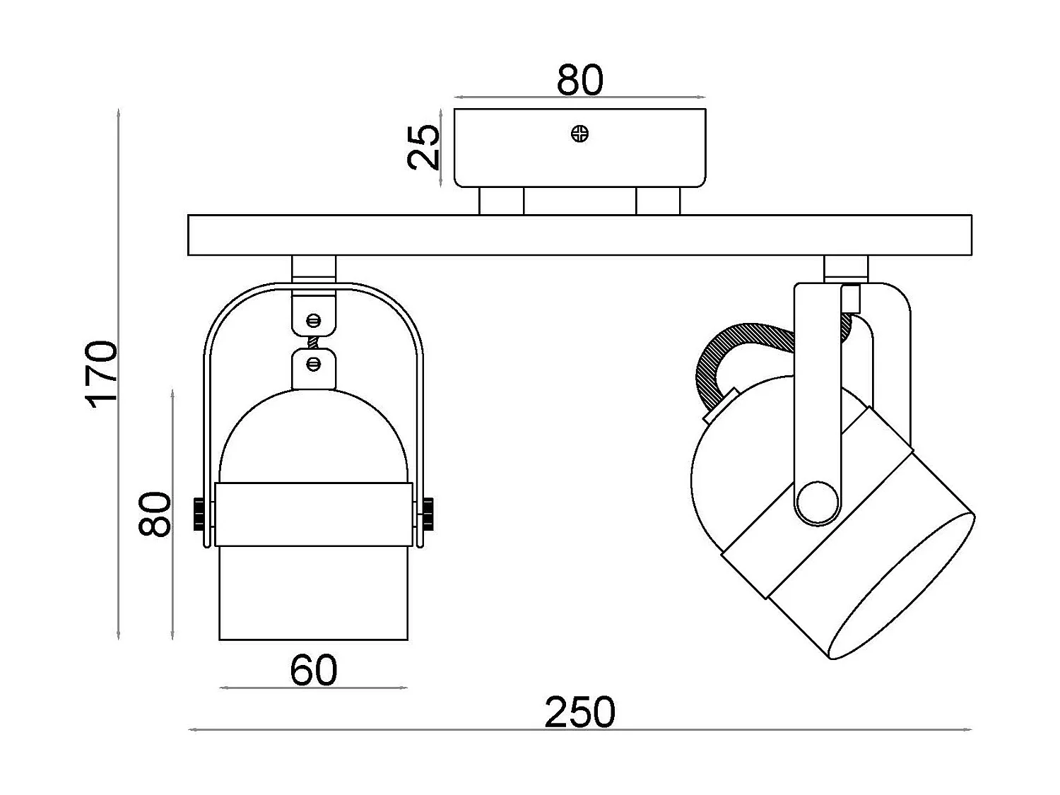 Plafonnier Orientable Aluminium Sinner 2 Spots Blanc Blanc