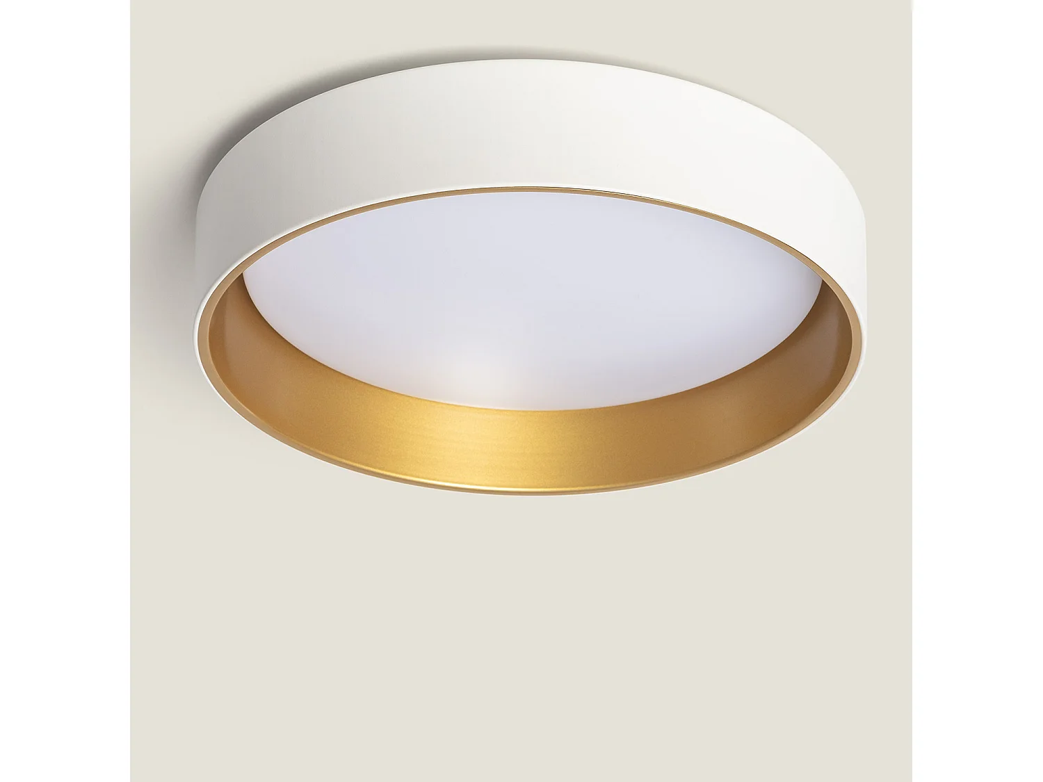 Plafonnier LED Rond Métal 20W CCT Sélectionnable Broadway Ø450 mm Blanc / Or