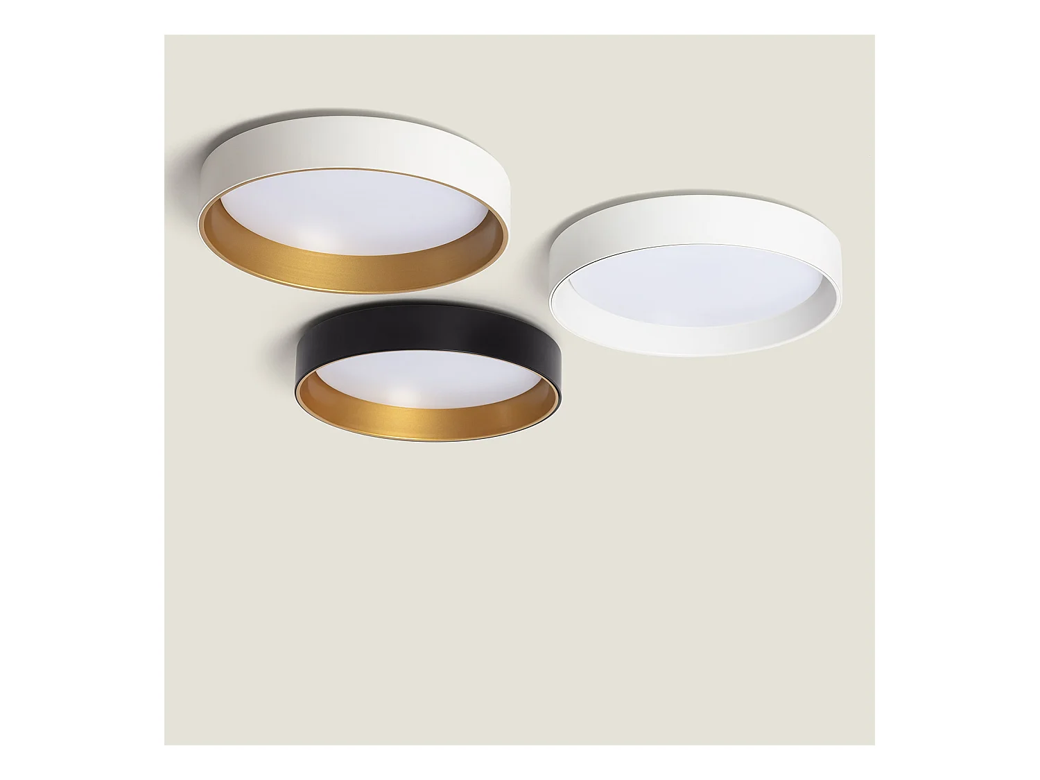 Plafonnier LED Rond Métal 20W CCT Sélectionnable Broadway Ø450 mm Blanc / Or