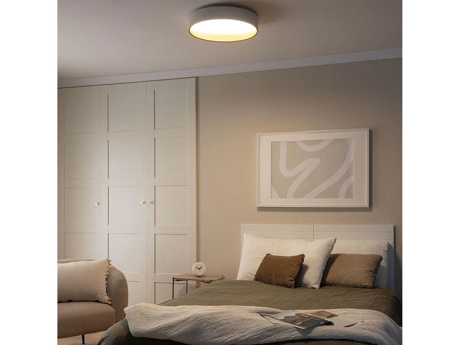 Plafonnier LED Rond Métal 20W CCT Sélectionnable Broadway Ø450 mm Blanc / Or
