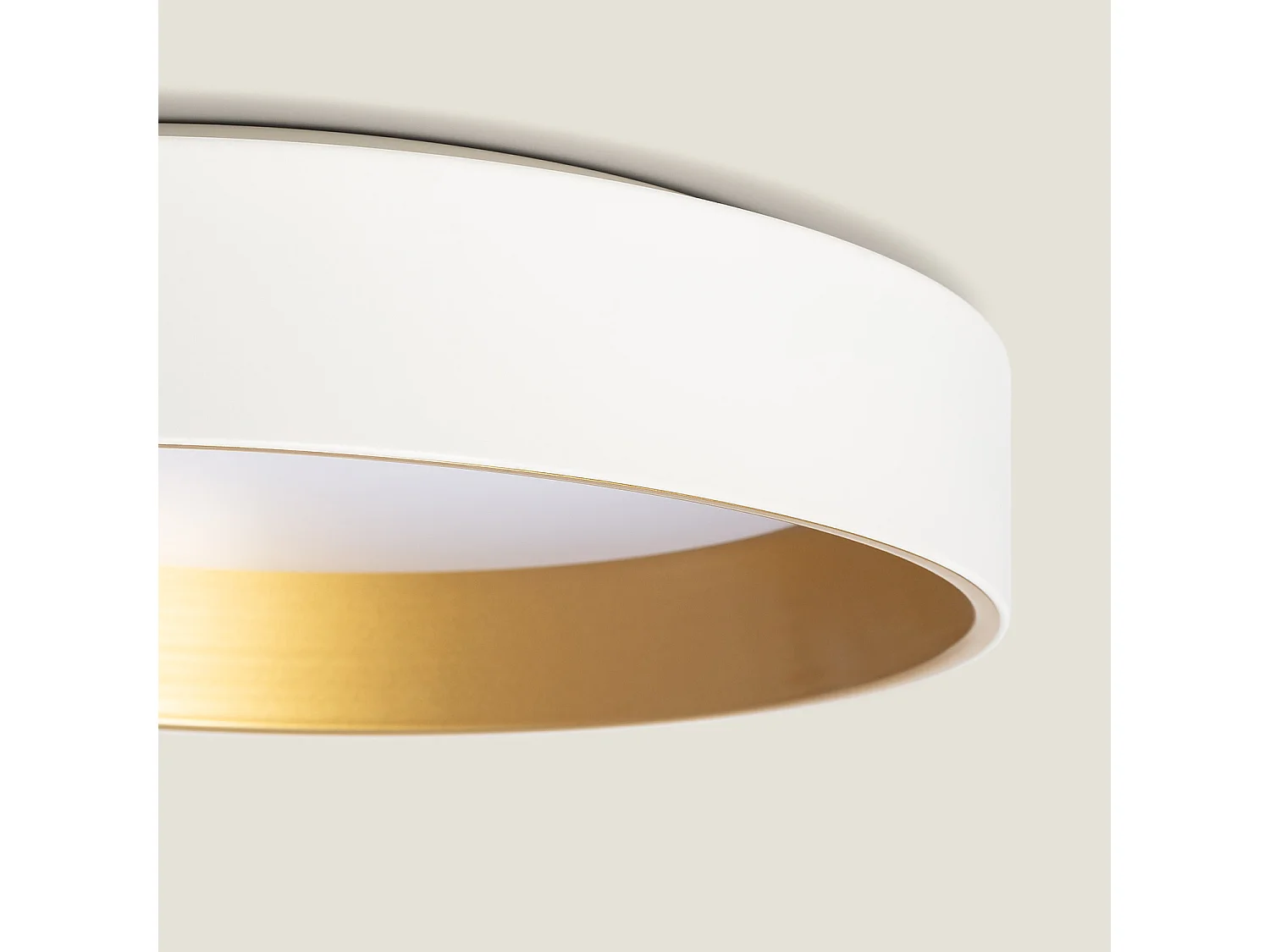 Plafonnier LED Rond Métal 20W CCT Sélectionnable Broadway Ø450 mm Blanc / Or
