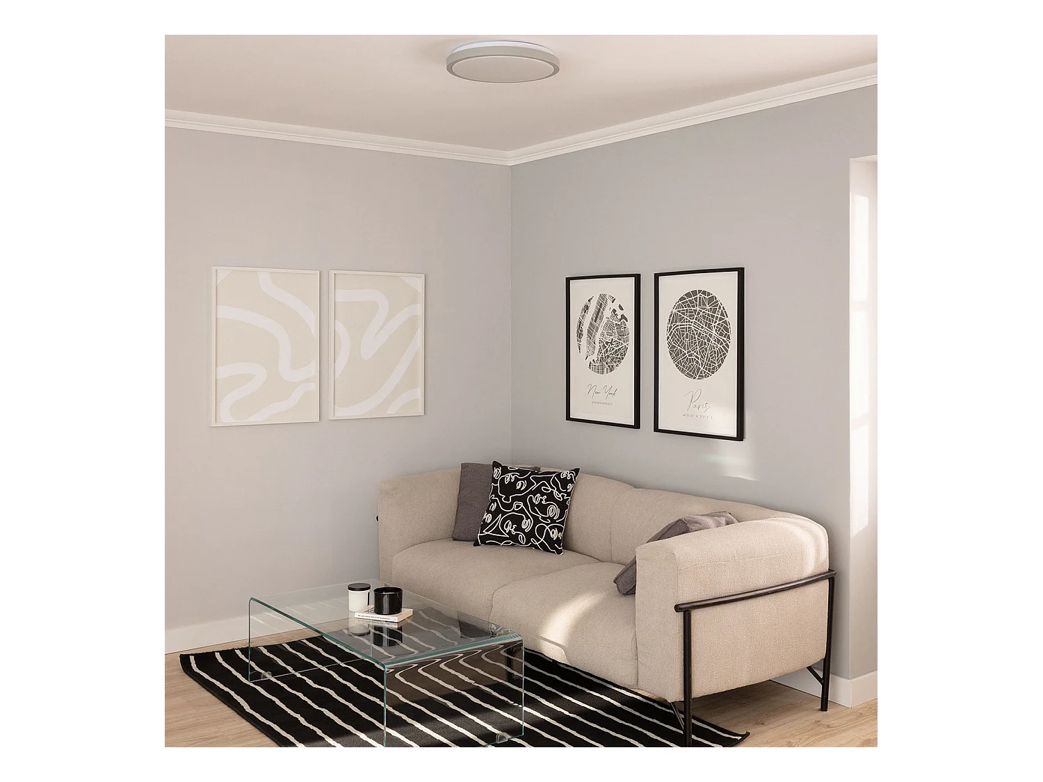 Plafonnier LED Rond 19W CCT Sélectionnable Faina Ø400 mm Gris